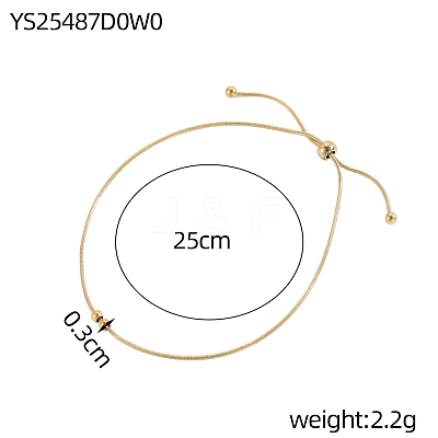 304 Stainless Steel Round Beaded Round Snake Chains Slider Bracelet for Women BJEW-A26-03-24-4-1