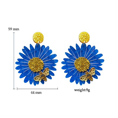 Flower with Bees Acrylic Dangle Stud Earrings FS-WG9FE34-04-1
