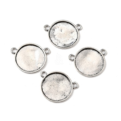 Flat Round Alloy Connector Cabochon Settings FIND-NH0001-18AS-1