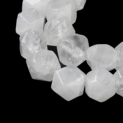 Natural Quartz Crystal Star Cut Round Beads Strands G-M418-C18-01-1
