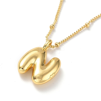 Initial Letter Brass Pendant Necklace LS-NJEW-A015-21G-N-1