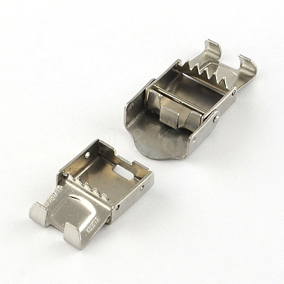 Tarnish Resistant Smooth Surface 201 Stainless Steel Watch Band Clasps X-STAS-R063-79-1