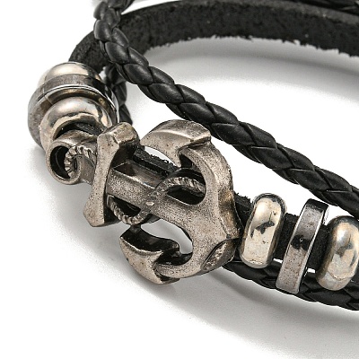 PU Imitation Leather Braided Cord Bracelets BJEW-P329-01B-AS-1