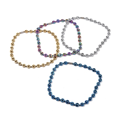 Synthetic Hematite & Brass Column Beaded Necklace with Magnetic Clasps NJEW-G047-01-1