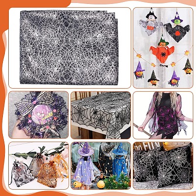 Spider Web Pattern Polyester Fabric DIY-WH0671-114-1