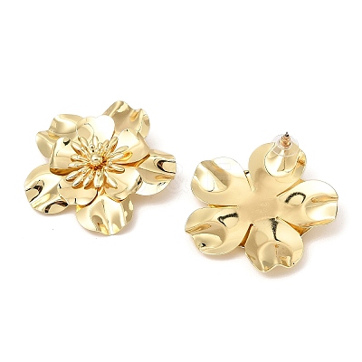 Flower Iron Stud Earrings EJEW-L096-003G-1