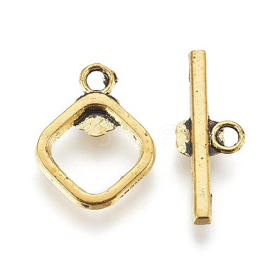 Tibetan Style Alloy Rhombus Toggle Clasps PALLOY-J471-26AG-1