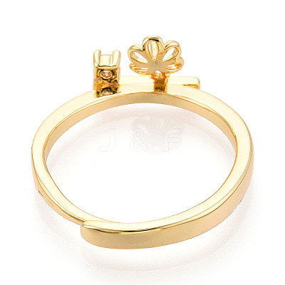 Flower Brass Micro Pave Cubic Zirconia Cup Peg Ring Settings KK-N274-31G-1