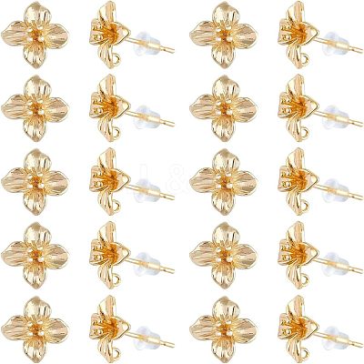 20Pcs Brass Stud Earring Findings KK-FH0004-63-1