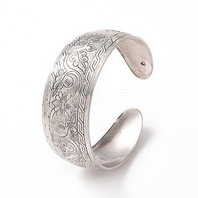 Bohemia Tibetan Style Alloy Thick Open Cuff Bangle for Women LS-BJEW-E002-01AS-01-1