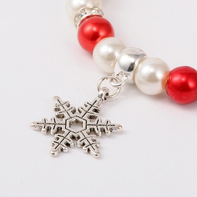 Trendy Glass Pearl Stretch Charm Bracelets X-BJEW-JB01697-05-1