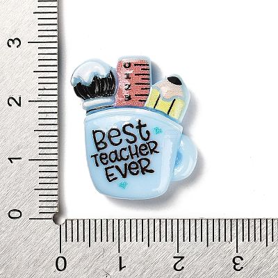 Teacher's Day Theme Opaque Resin Cabochons RESI-Z018-01B-1