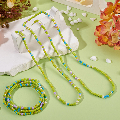 Resin Beads Bracelets BJEW-TAC0080-01C-1