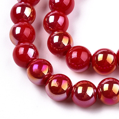 Electroplate Opaque Glass Beads Strands X-GLAA-T032-P8mm-AB04-1