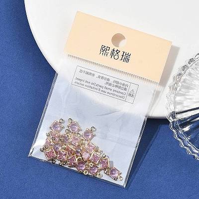 SHEGRACE Brass Pave Cubic Zirconia Square Connector Charms XGRQ2O093-440E-G-1