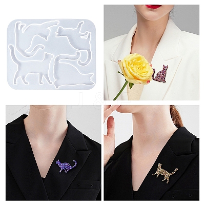 Cat Shape Brooch DIY Silhouette Silicone Mold PW-WG39523-01-1