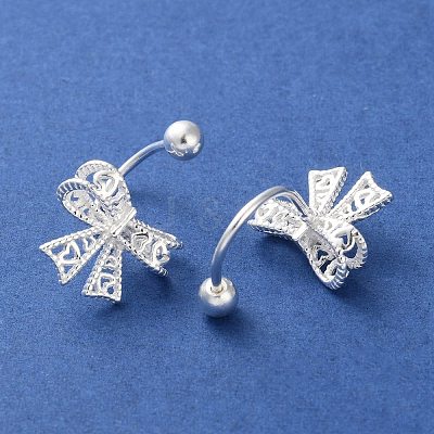 999 Fine Silver Bowknot Ear Plugs Gauges EJEW-P296-15S-1