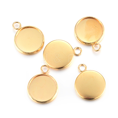 Rack Plating 304 Stainless Steel Pendant Cabochon Settings X-STAS-F191-14G-C-1