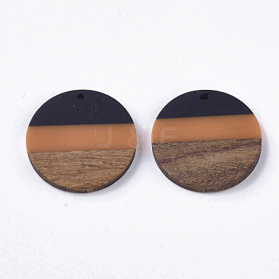 Tri-color Resin & Walnut Wood Pendants RESI-S358-78J-1