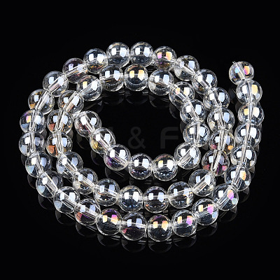 Electroplate Transparent Glass Beads Strands GLAA-T032-T8mm-AB13-1