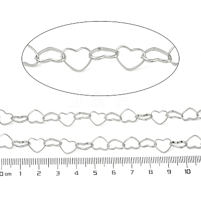 304 Stainless Steel Heart Link Chains CHS-P024-08P-1