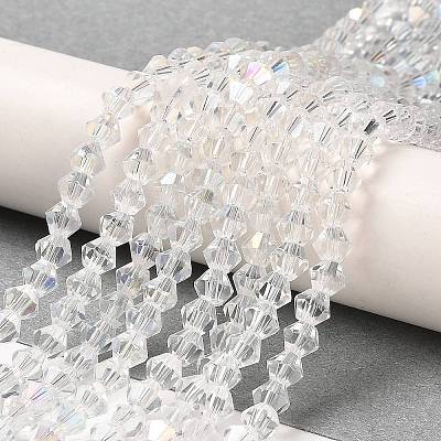Transparent Electroplate Glass Beads Strands GLAA-F029-4mm-A13-1