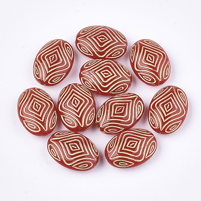 Oval Plating Acrylic Beads X-PACR-Q102-78D-1