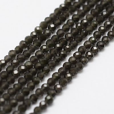 Natural Obsidian Bead Strands G-P270-2mm-28-1