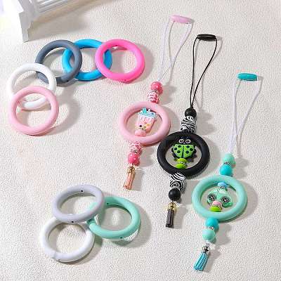 9Pcs Ring Food Grade Eco-Friendly Silicone Focal Beads JX895I-1