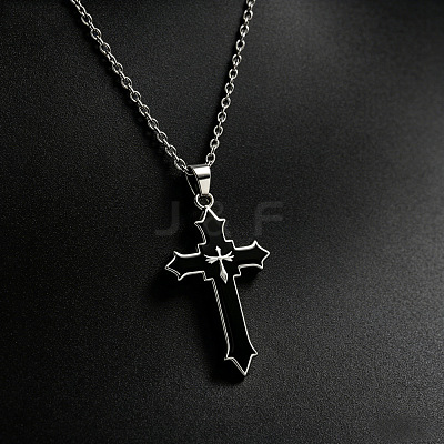 Alloy Acrylic Religion Cross Pendant Necklaces WG5E0A0-01-1