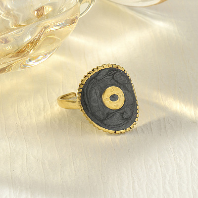 304 Stainless Steel Enamel Cuff Rings FS-WG277BE-06-1