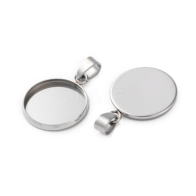 304 Stainless Steel Pendant Cabochon Settings STAS-L282-010P-06-1