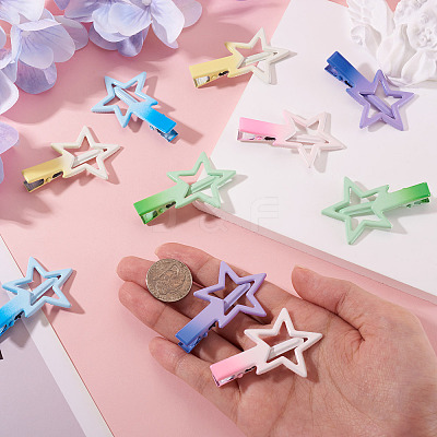 10Pcs 5 Colors Gradient Color Iron Alligator Hair Clips OHAR-TA0001-14-1
