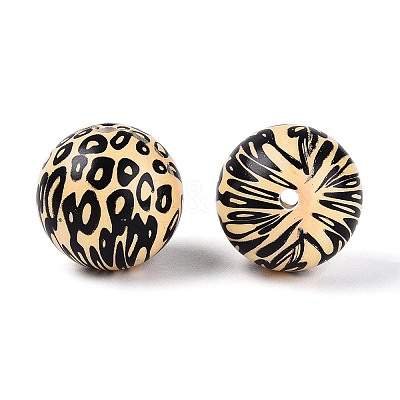 ABS Plastic Leopard Print Round Beads SACR-T017-75A-02-1
