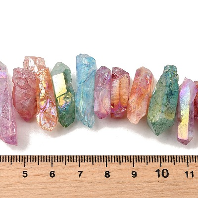Electroplated Natural Quartz Crystal Beads Strands G-G791-15-02-1