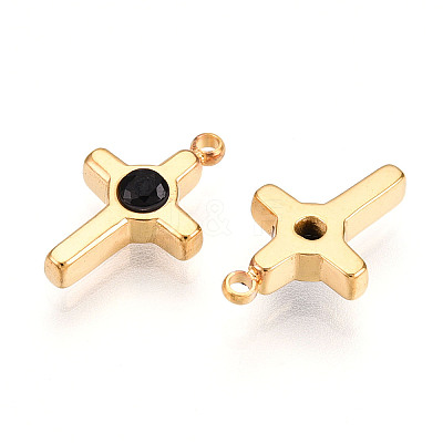 Ion Plating(IP) 304 Stainless Steel Micro Pave Cubic Zirconia Charms STAS-N110-01A-G-1