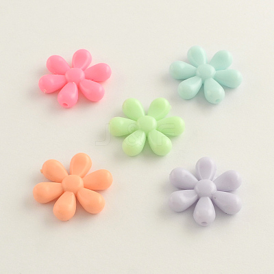 Opaque Acrylic Flower Beads SACR-Q100-M091-1