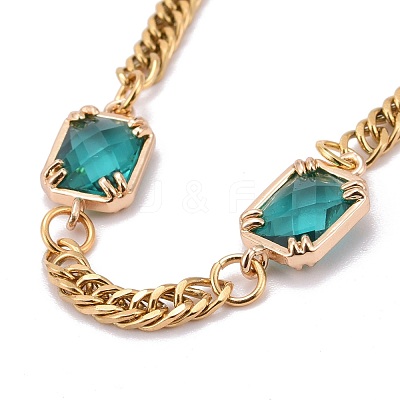 Rectangle with Glass Link Bracelets BJEW-JB06275-02-1