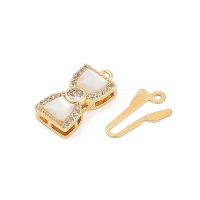 Brass Micro Pave Clear Cubic Zirconia Box Clasps KK-U051-01G-07-1