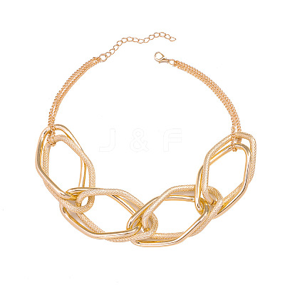 Alloy Exaggerated Oval Link Chain Choker Necklaces for Women FS-WGFD8E5-01-1