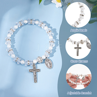 24Pcs Imitated Pearl Acrylic Beads Stretch Bracelets For Women BJEW-HS00007-1