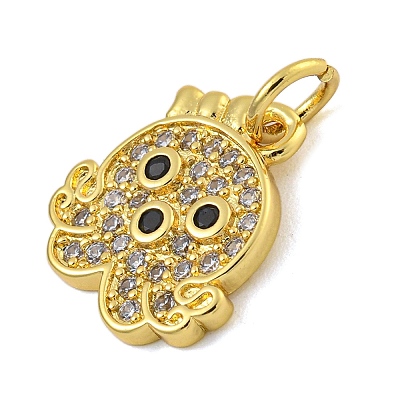Marine Theme Rack Plating Brass Micro Pave Cubic Zirconia Pendants KK-I718-28G-03-1