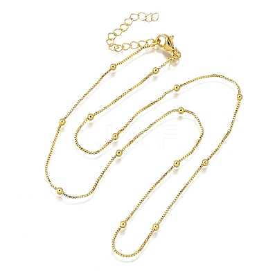 2.5MM Brass Round Ball Box Chain Necklaces NJEW-M108-38G-1