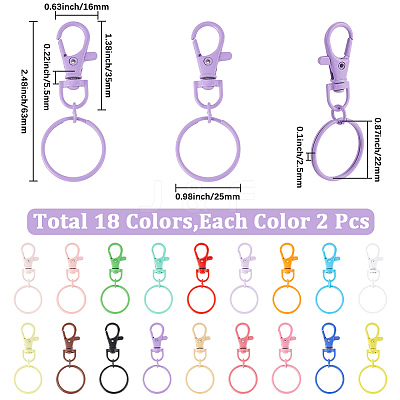 36Pcs 18 Colors Baking Paint Zinc Alloy Swivel Clasps FIND-SC0022-73-1
