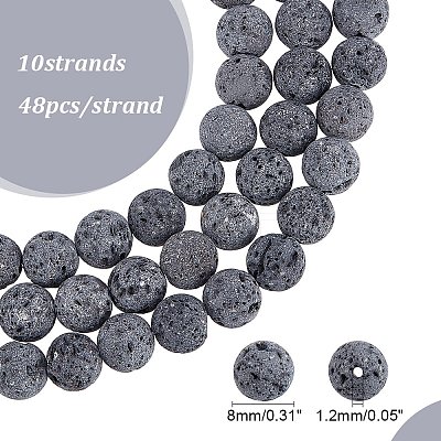 Unwaxed Natural Lava Rock Bead Strands G-F309-8mm-1