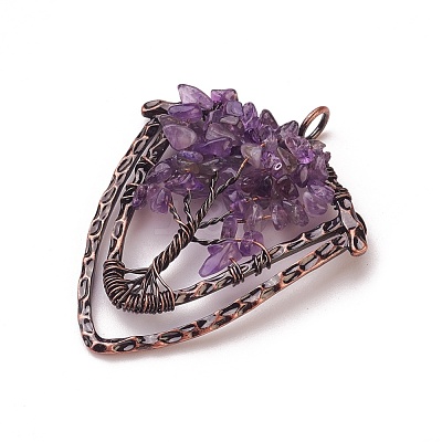 Natural Amethyst Chip Big Pendants G-F650-B04-1