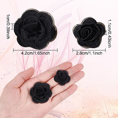 3D Rose Flower Polyester Computerized Embroidered Ornament Accessories DIY-NB0008-21C-1