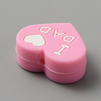 Heart with Word I Love Mom Silicone Beads SIL-WH0001-61H-1