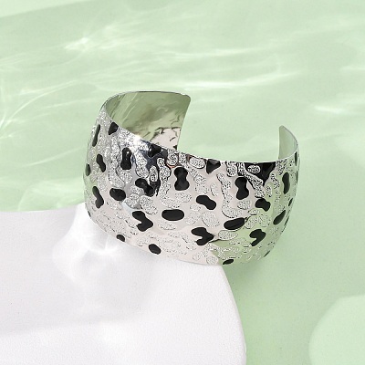 Hammered Brass Enamel Cuff Bangles BJEW-A163-05P-1