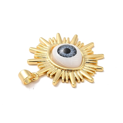 Evil Eye Resin Brass Pendants RESI-E026-02G-M-1